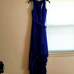 BCBG Paris Hi-Lo Evening Dress Deep Royal Dlue Siz